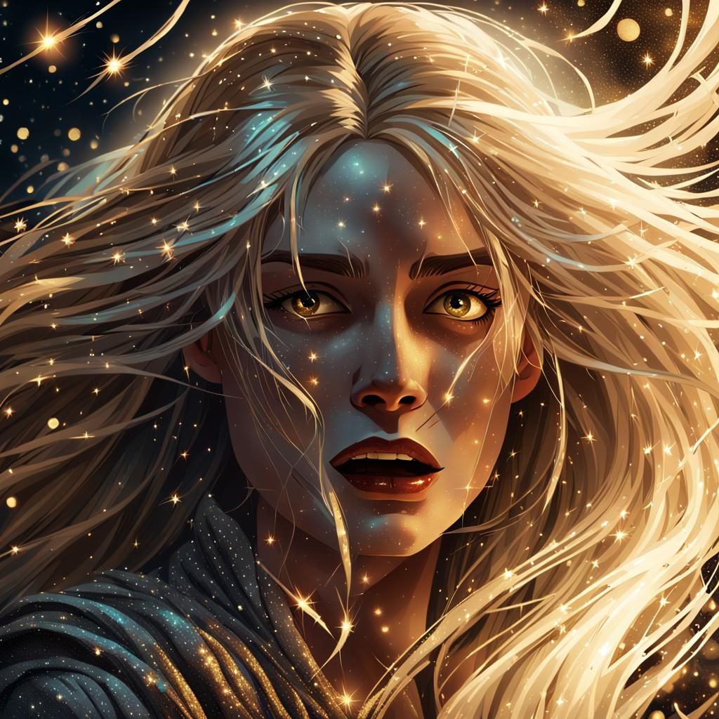 Frightened Woman in Dark Fantasy Mystical Art