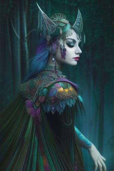 Stunning Raven in Fantasy Mixed Media