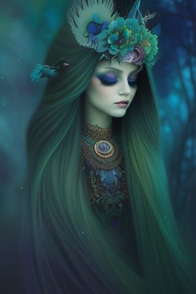 Stunning Raven in Watercolor Photoillustration Style