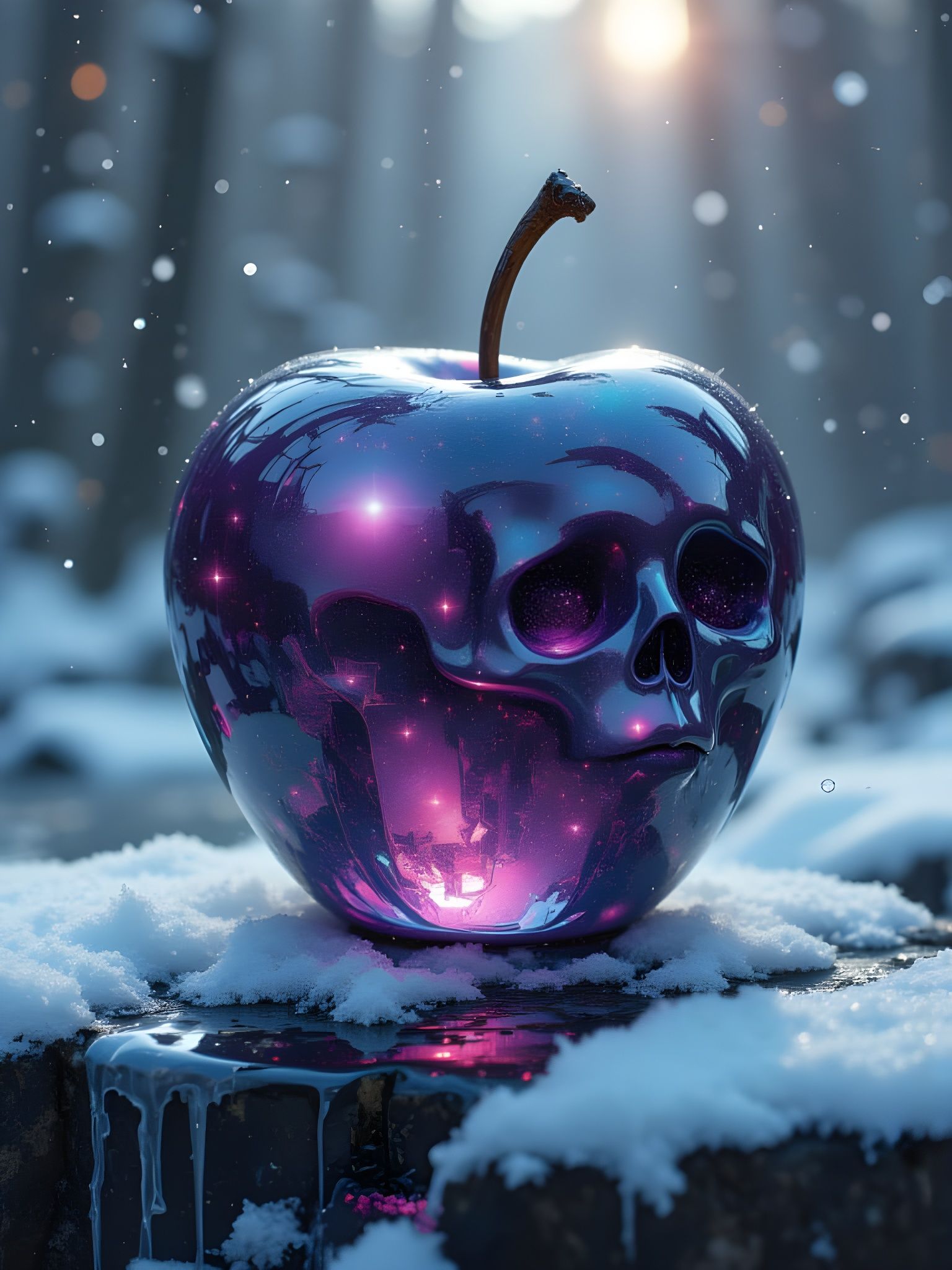 Glass Apple with Swirling Demon Skulls