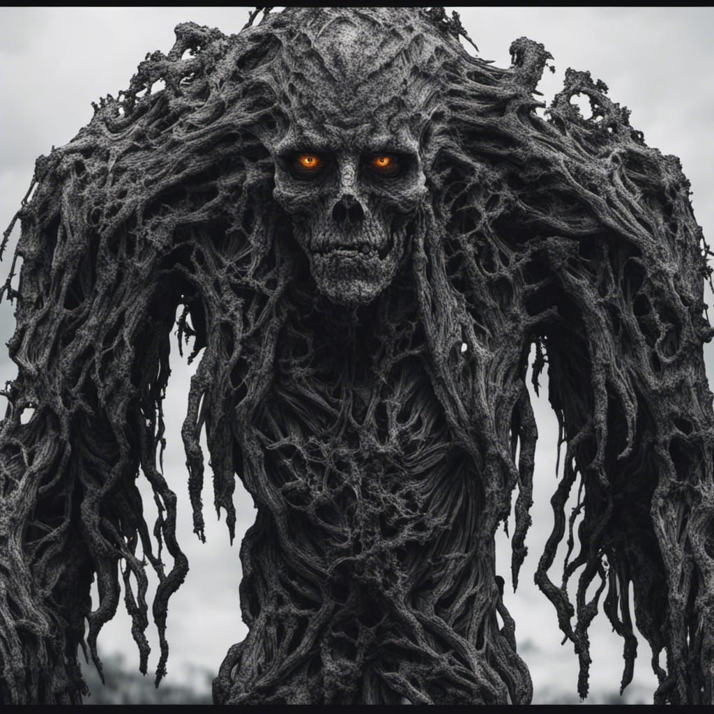 Hyperrealistic Portrait of a Three-Headed Wither