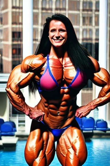 Muscular Female Bodybuilder with Ripped Physique