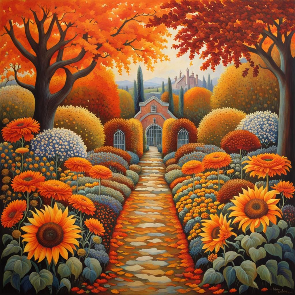 Autumnal Walled Garden in Deep Color