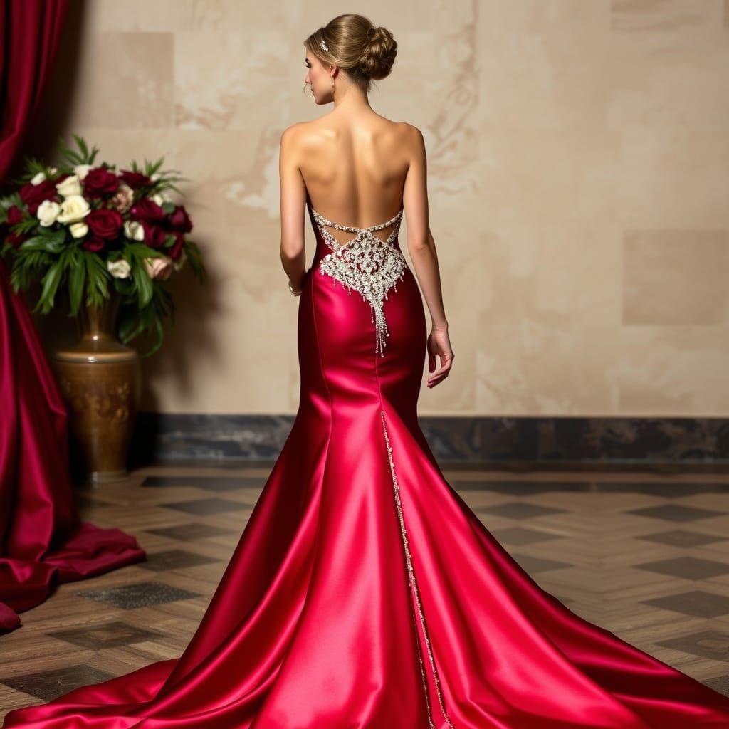 Elegant Woman in Ombre Strapless Wedding Dress