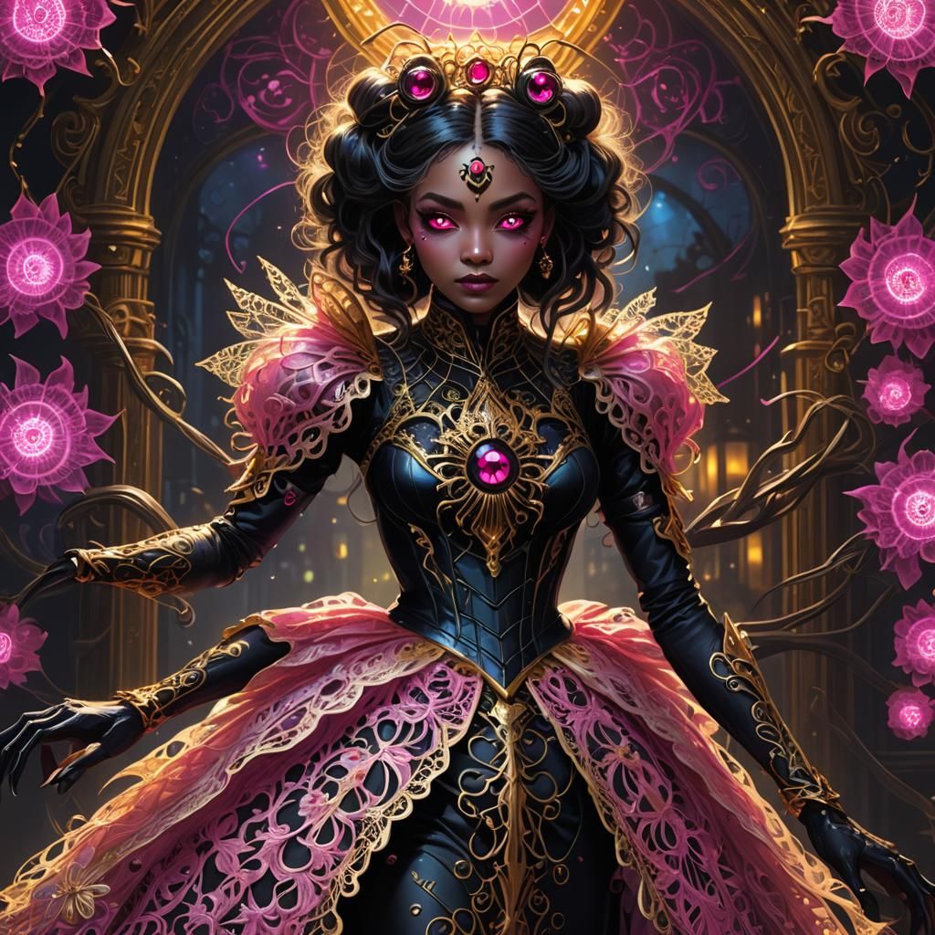 Spider Monster Girl in Ornate Victorian Dress