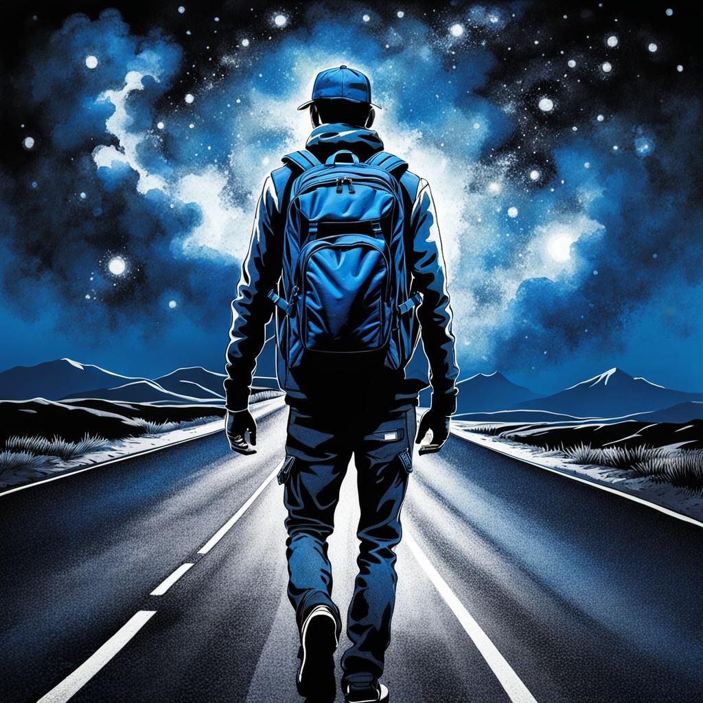 Tired Traveler on Long Road in Black Lagoon Style