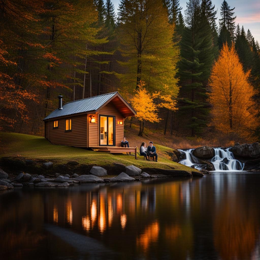 Cozy Cottage by Stream: Firelight and Nature