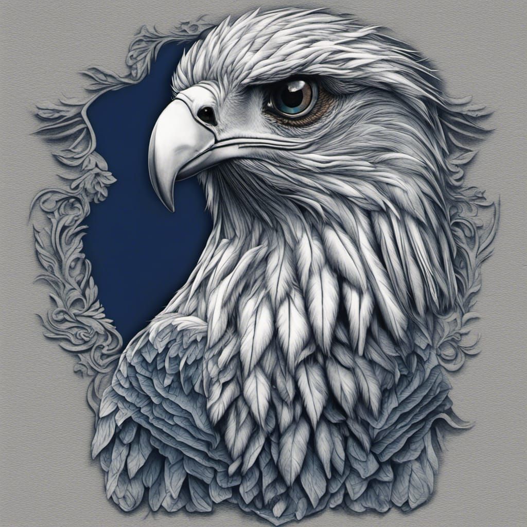 Hyperrealistic Philippine Eagle Art on Blue Polo Shirt