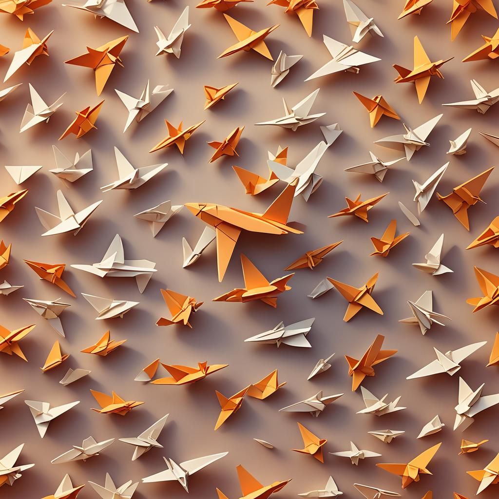 Origami Paper Airplane Gliding in Sunset