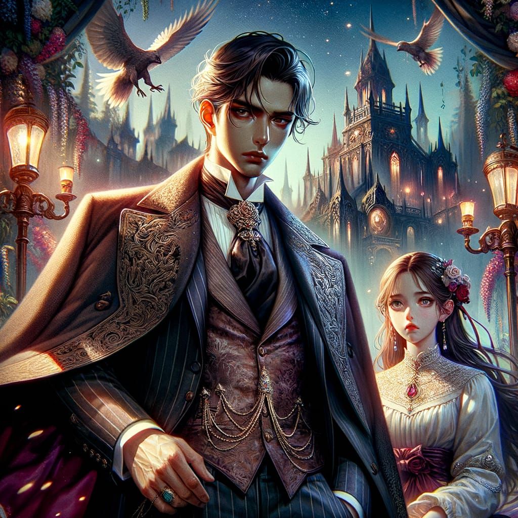 Elegant Manhwa-Inspired Book Cover with Resentful Couple in ...