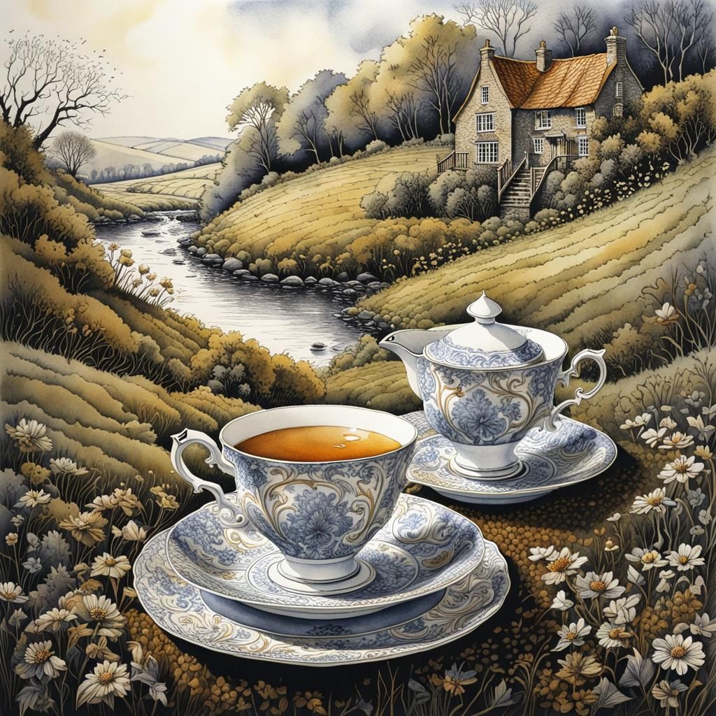 Yorkshire Tea in Watercolor by Ian Miller
