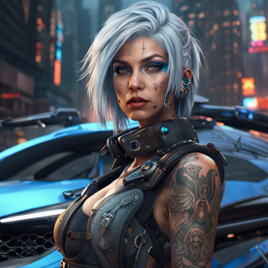Cyberpunk Warrior in Detailed Matte Painting Style