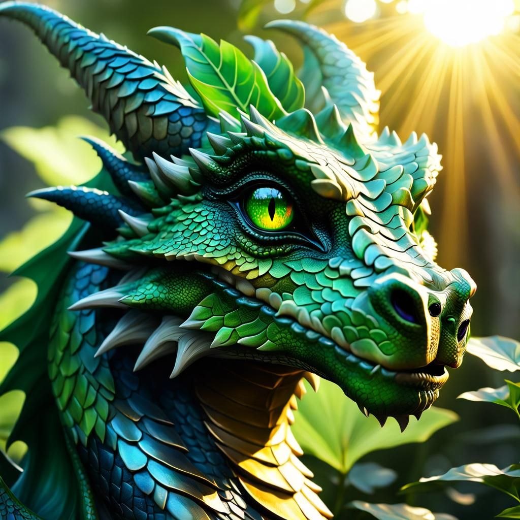 Adorable Dragon Watches Sunrise in Anime Style