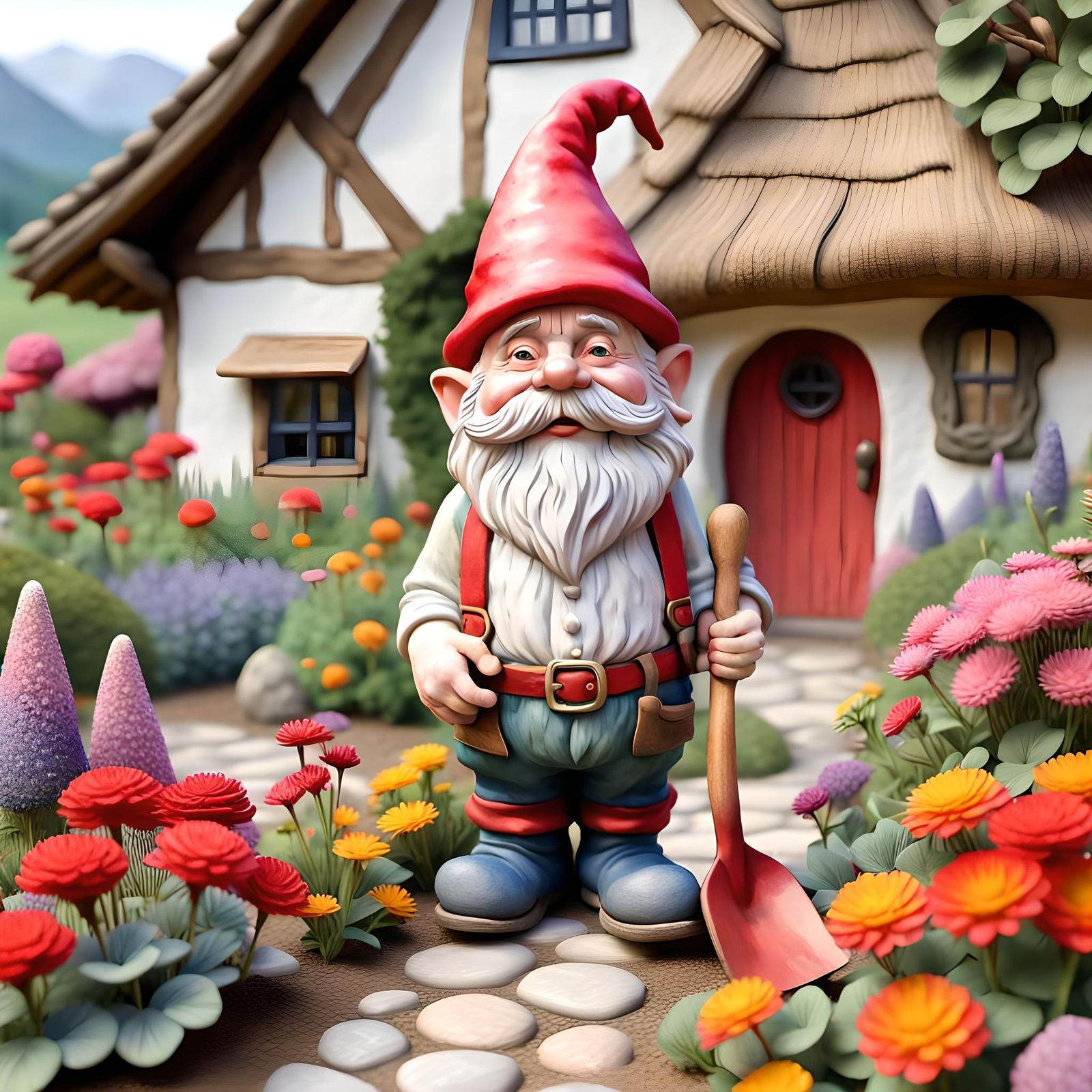 Cheerful Garden Gnome 3D Render in Sunny Garden