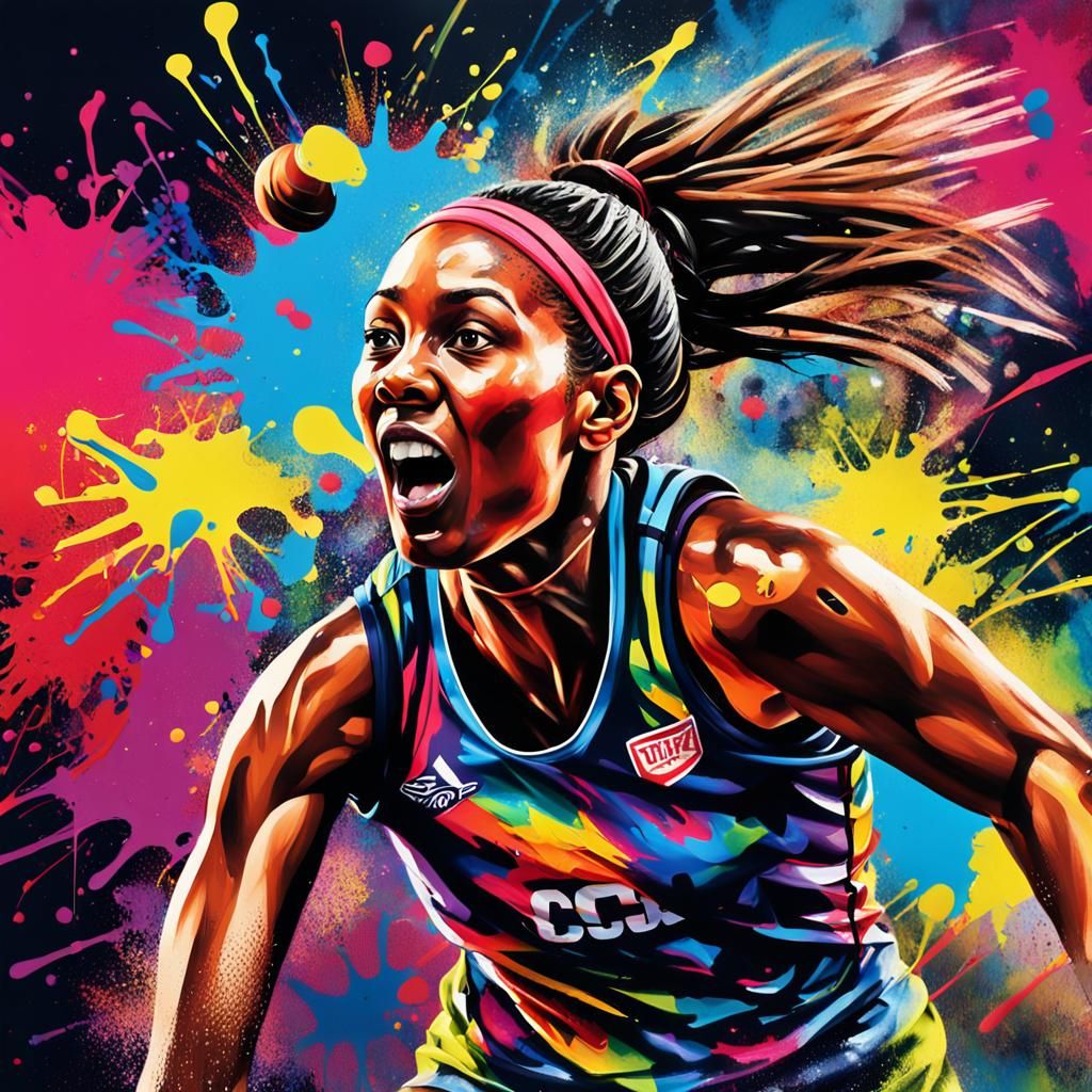 Netball Star in Graffiti Art Style