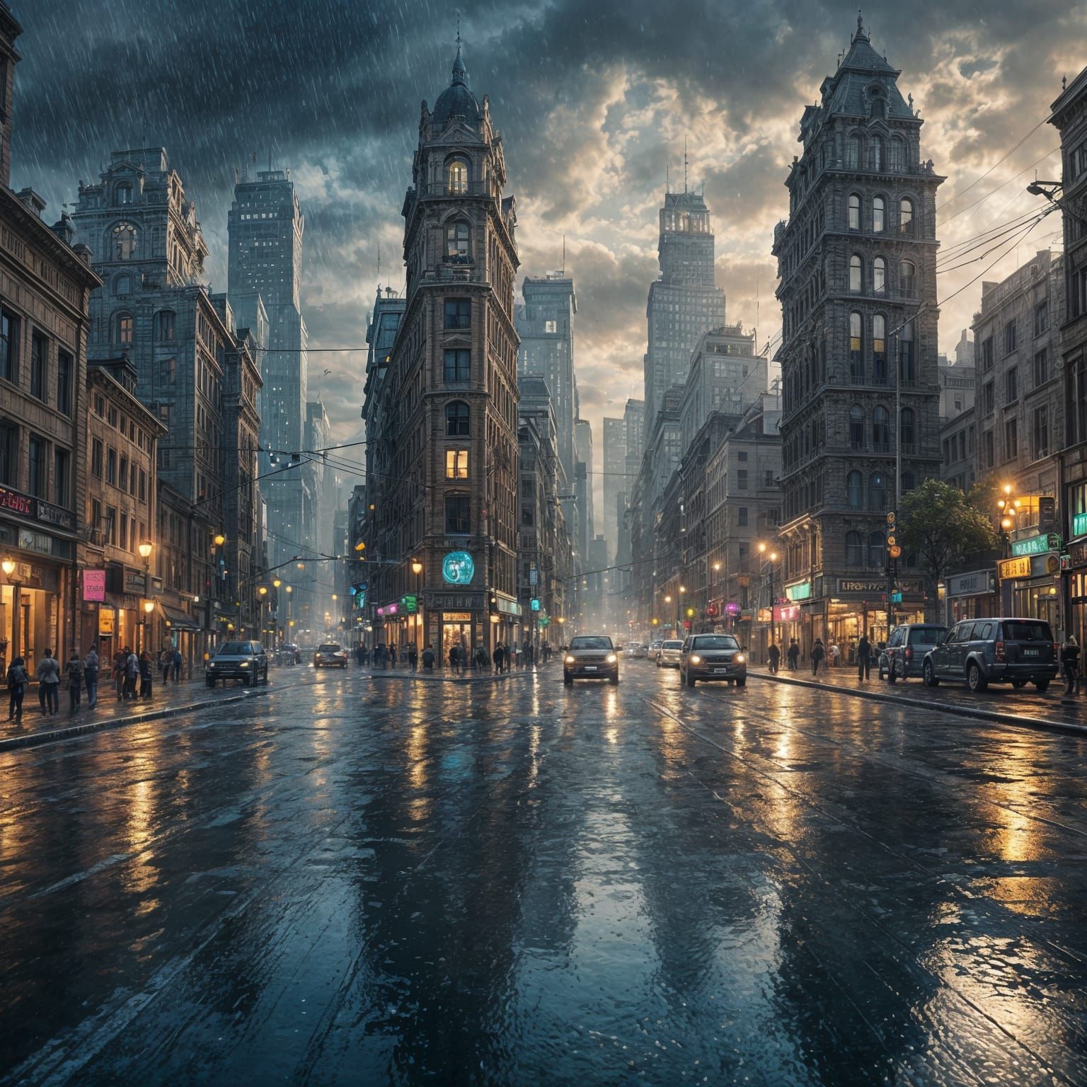 City Street After Rain in High Definition