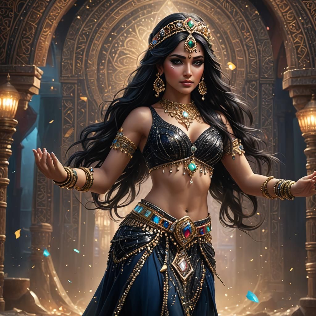 Jeweled Belly Dancer in Detailed Matte Painting