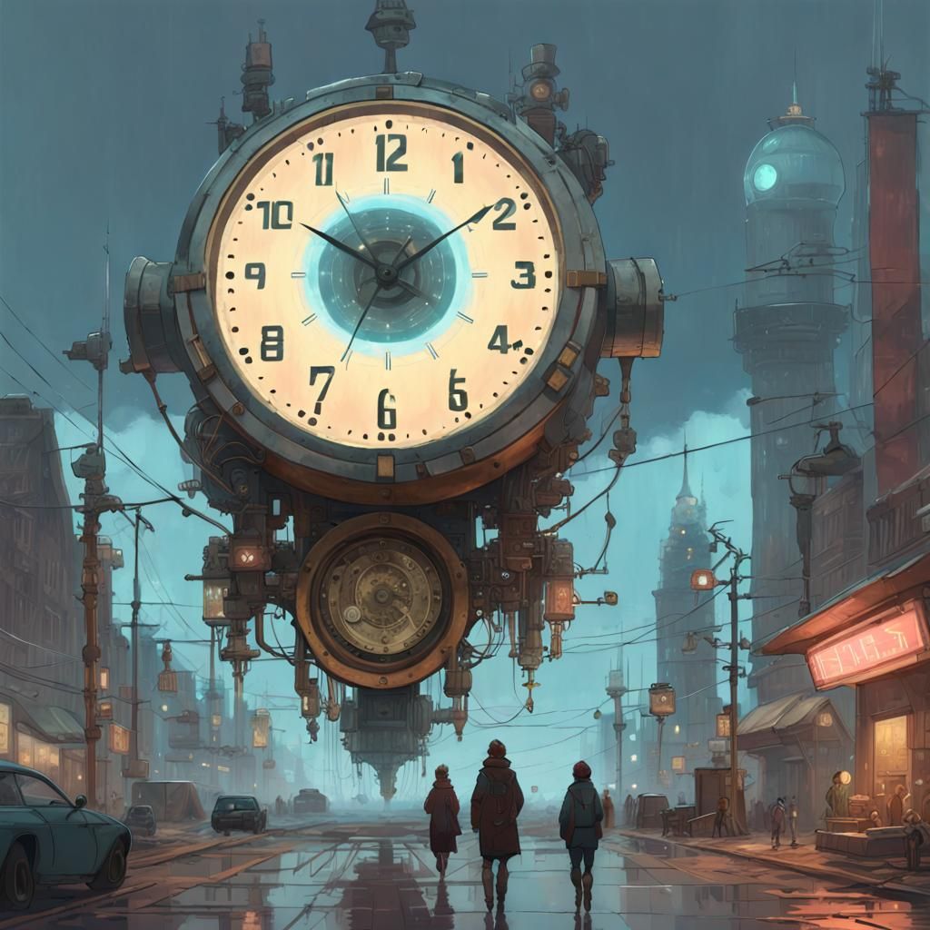 Ethereal Cosmic Clock: Clockpunk Concept Art