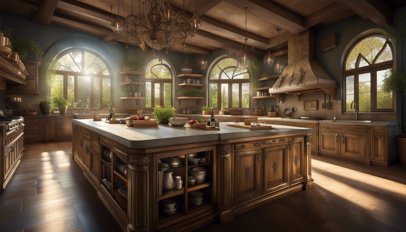 Luxurious Italian Country Kitchen with Island