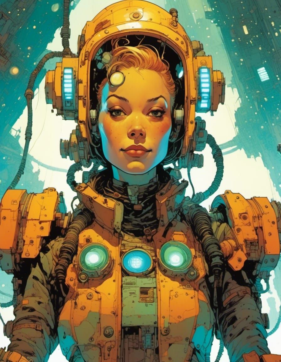 Retrofuturistic Mystic Engineer in Cyberpunk Style