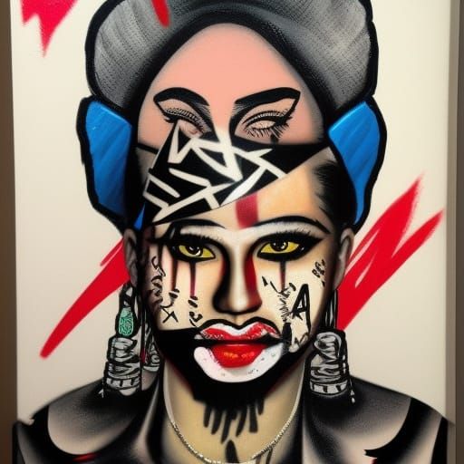 Detailed Tattooed Face as Street Art
