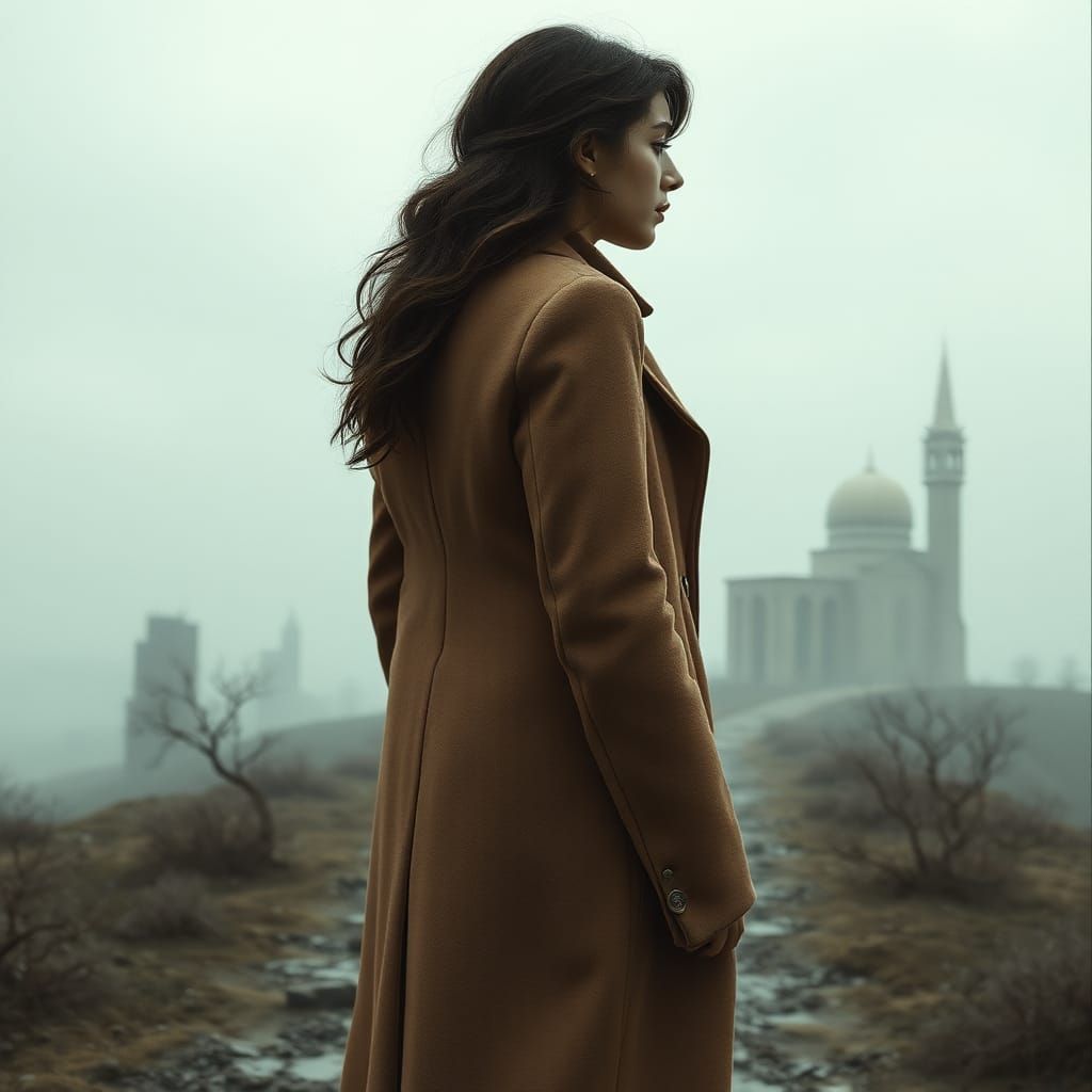 Woman in Surrealist Landscape Art