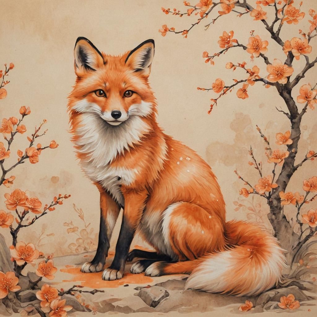 Monochromatic: orange fox