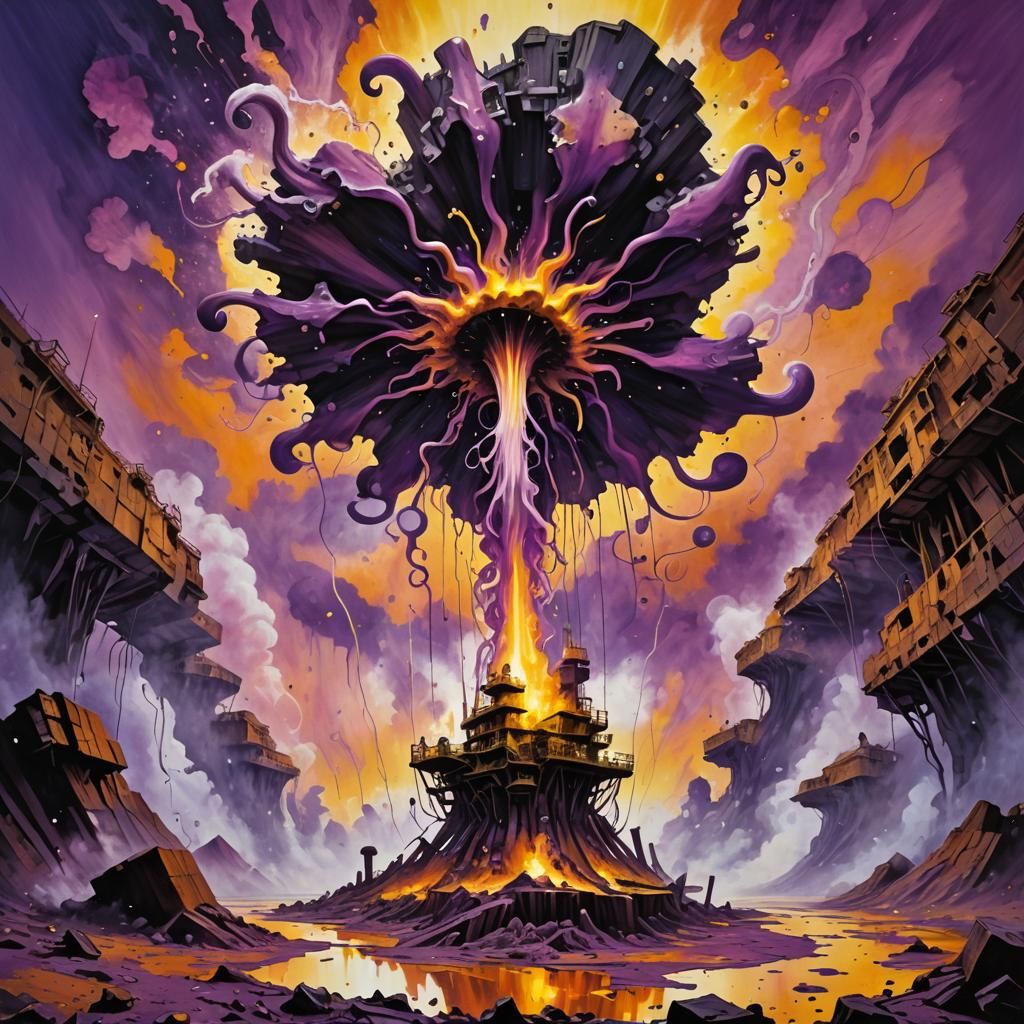 Surreal Squid Explosion in Pop Art Style