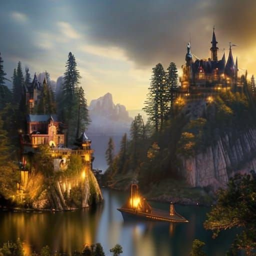 Mysterious Sailing Ship in Dark Fantasy Style