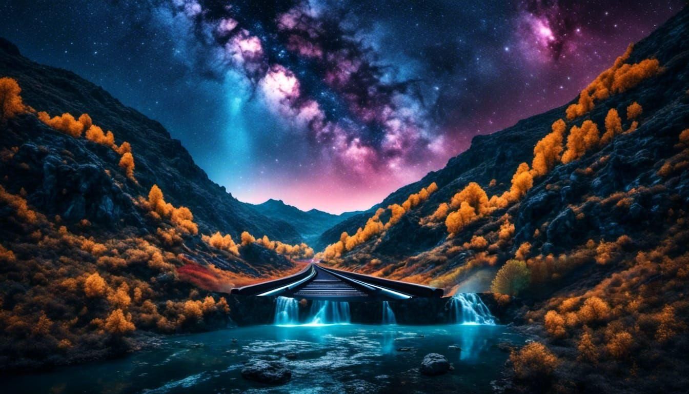 AI Generated Train on Railway Tracks