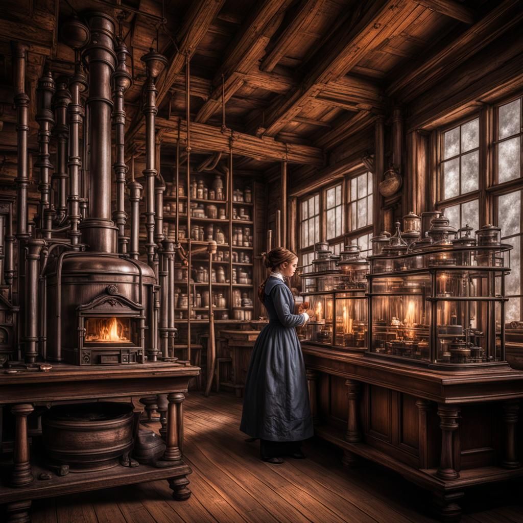 Victorian Female Scientist in Laboratory