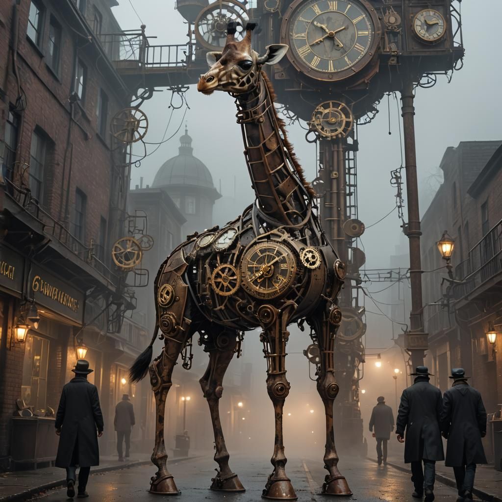 Steampunk Giraffe Made of Clockwork