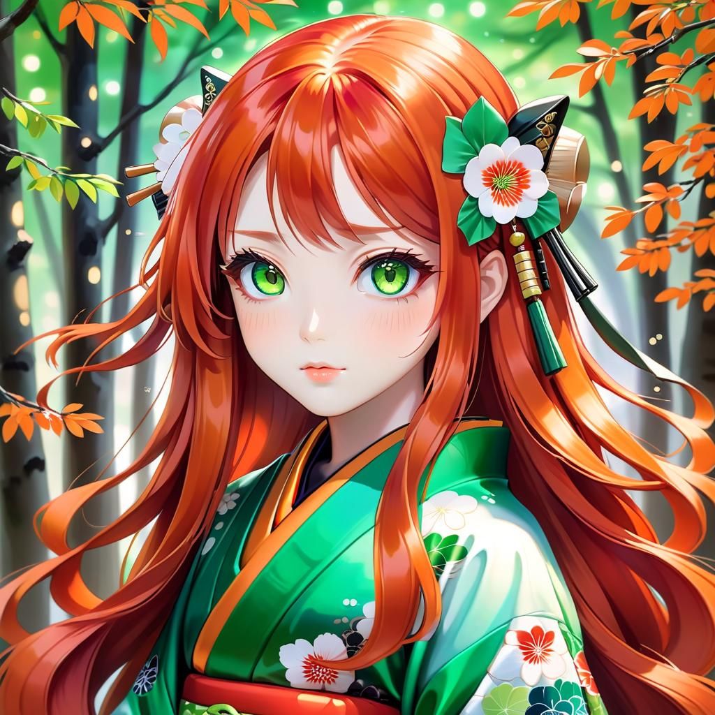 Japanese Beauty in Oil Painting Style