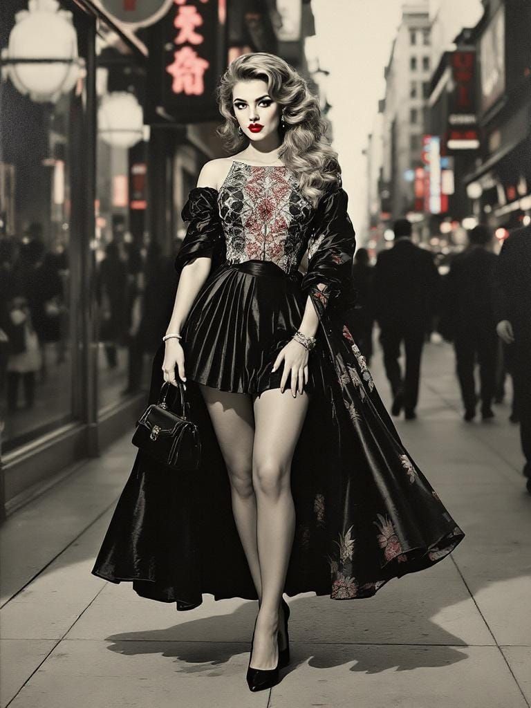 Geometric Pin-Up in Abstract Expressionist Style