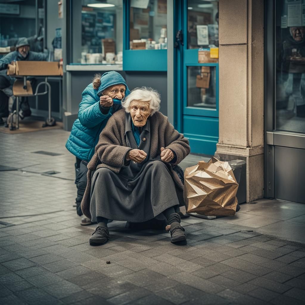Dramatic Scene: Homeless Woman Fight in Greggs