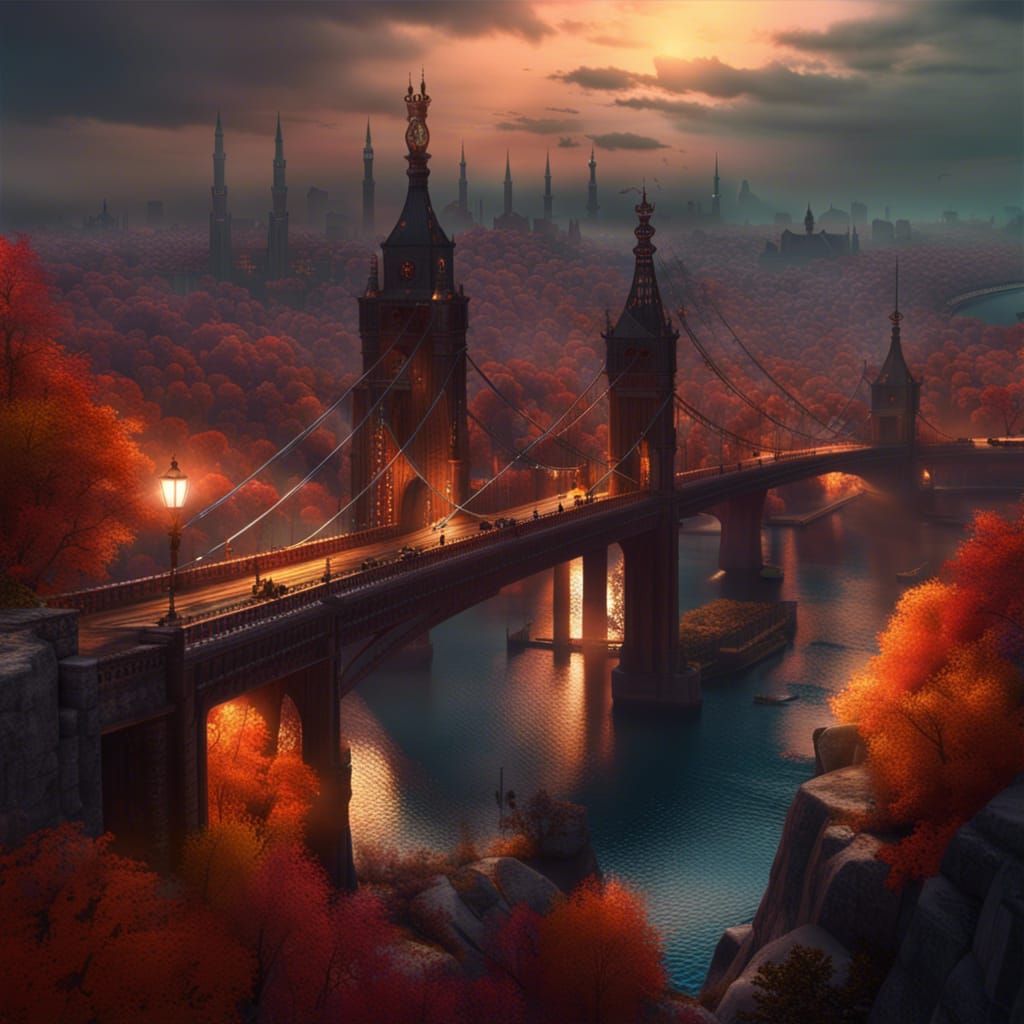 Istanbul's Luminous Autumn Bridge🍁