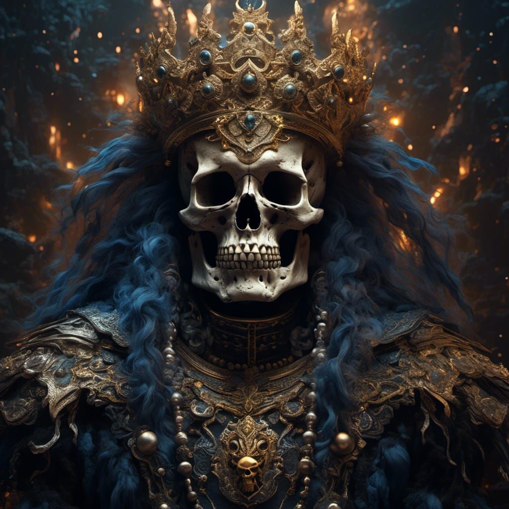 Detailed Skull King Portrait in Dark Fantasy Style