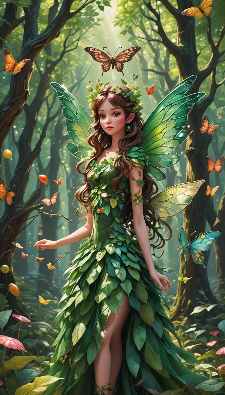 Whimsical Forest Fairy in Candy Art Style