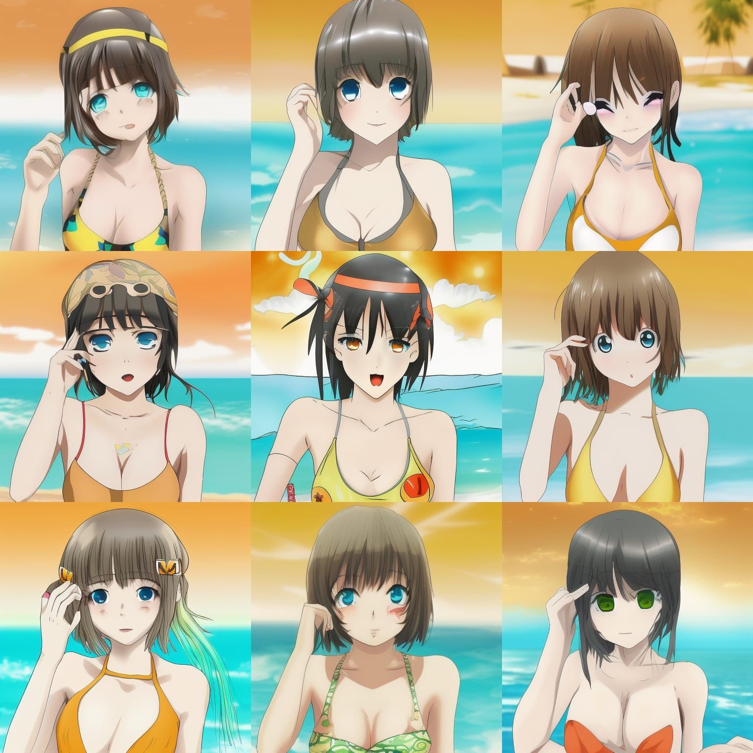 Anime Girl in Swimsuit Digital Art