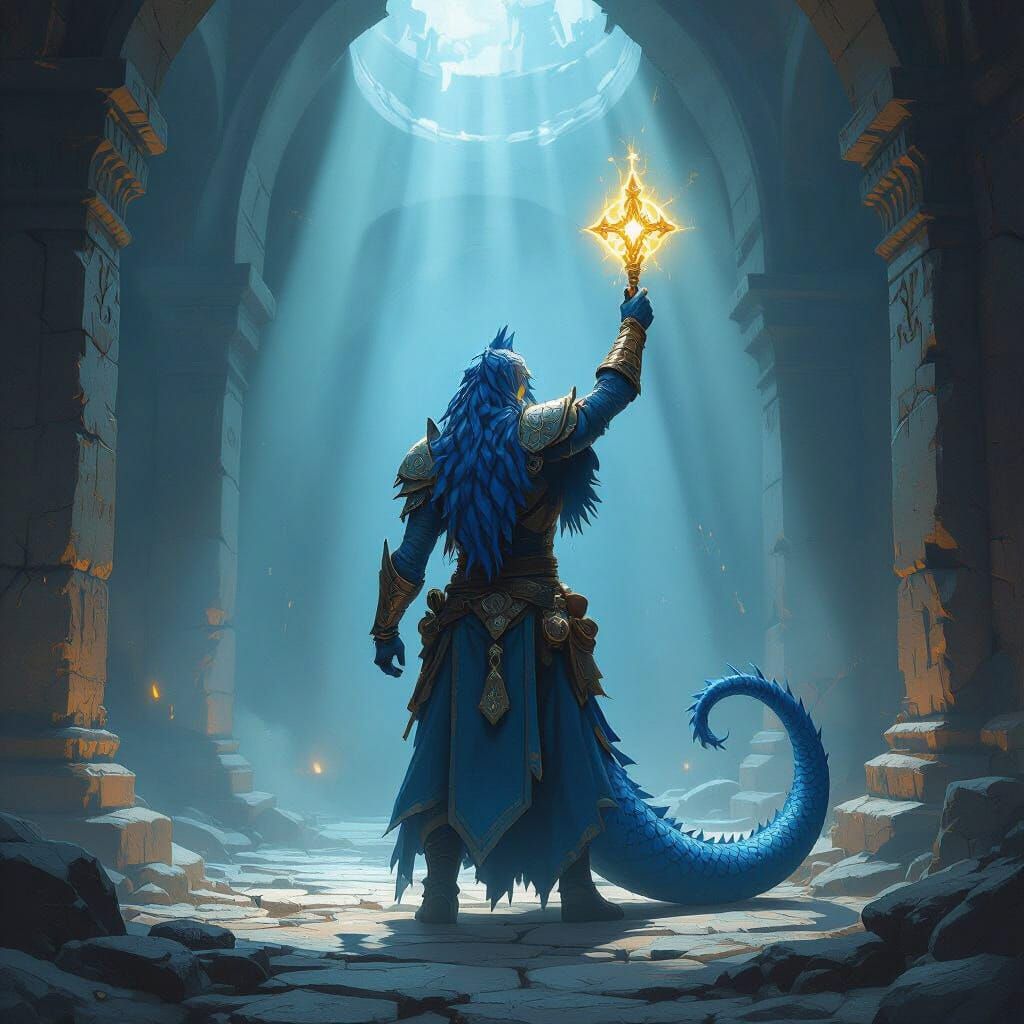 Dragonborn Cleric in Ancient Temple Digital Matte Painting