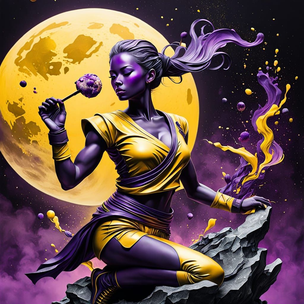 Psychedelic Ice Cream Bonsai in Galactic Moonscape