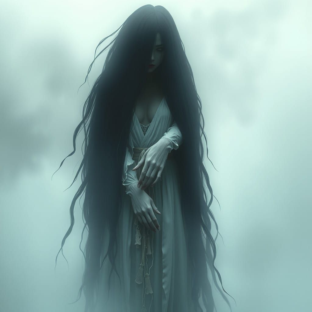 Ethereal Yurei Emerges from Fog
