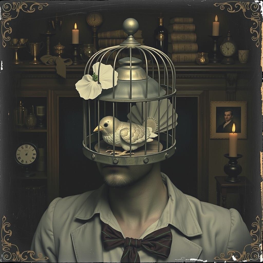 Ornate Birdcage in Victorian Study