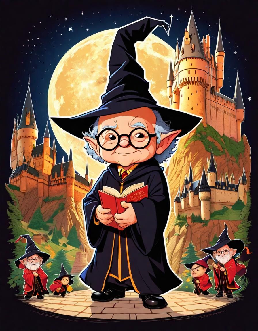 Danny DeVito at Hogwarts in Whimsical Vector Art