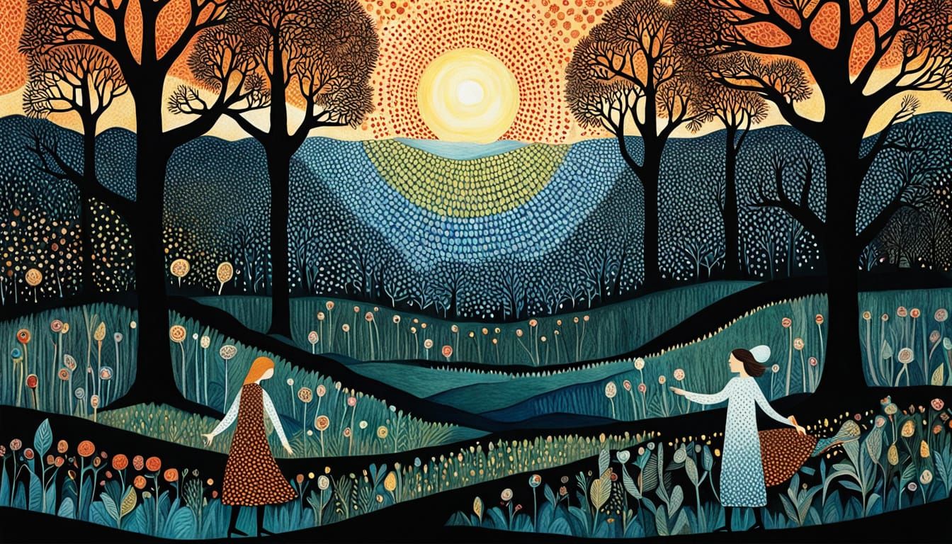 Surreal Goddess Emerges from Cosmic Forest in Vibrant, Iride...