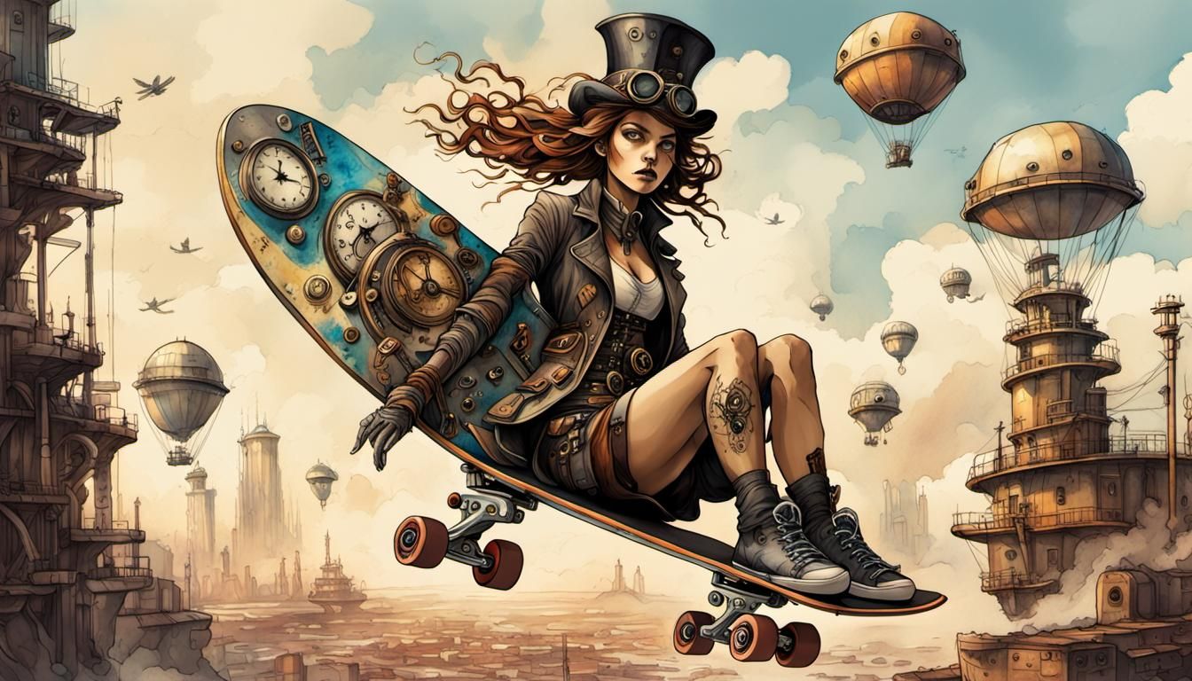 Steampunk Youth in Futuristic California Dreamscape