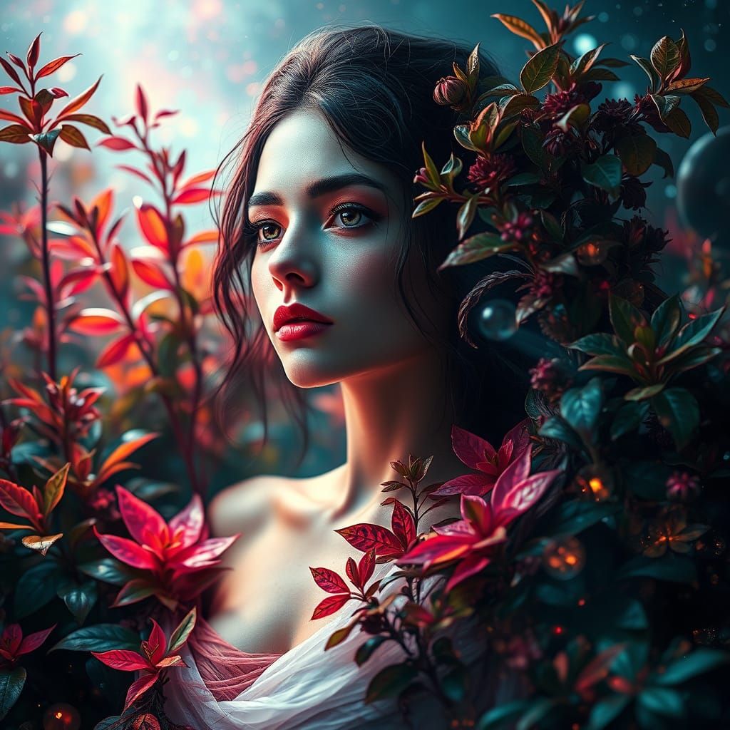 Ethereal Goddess in Cosmic Bloom