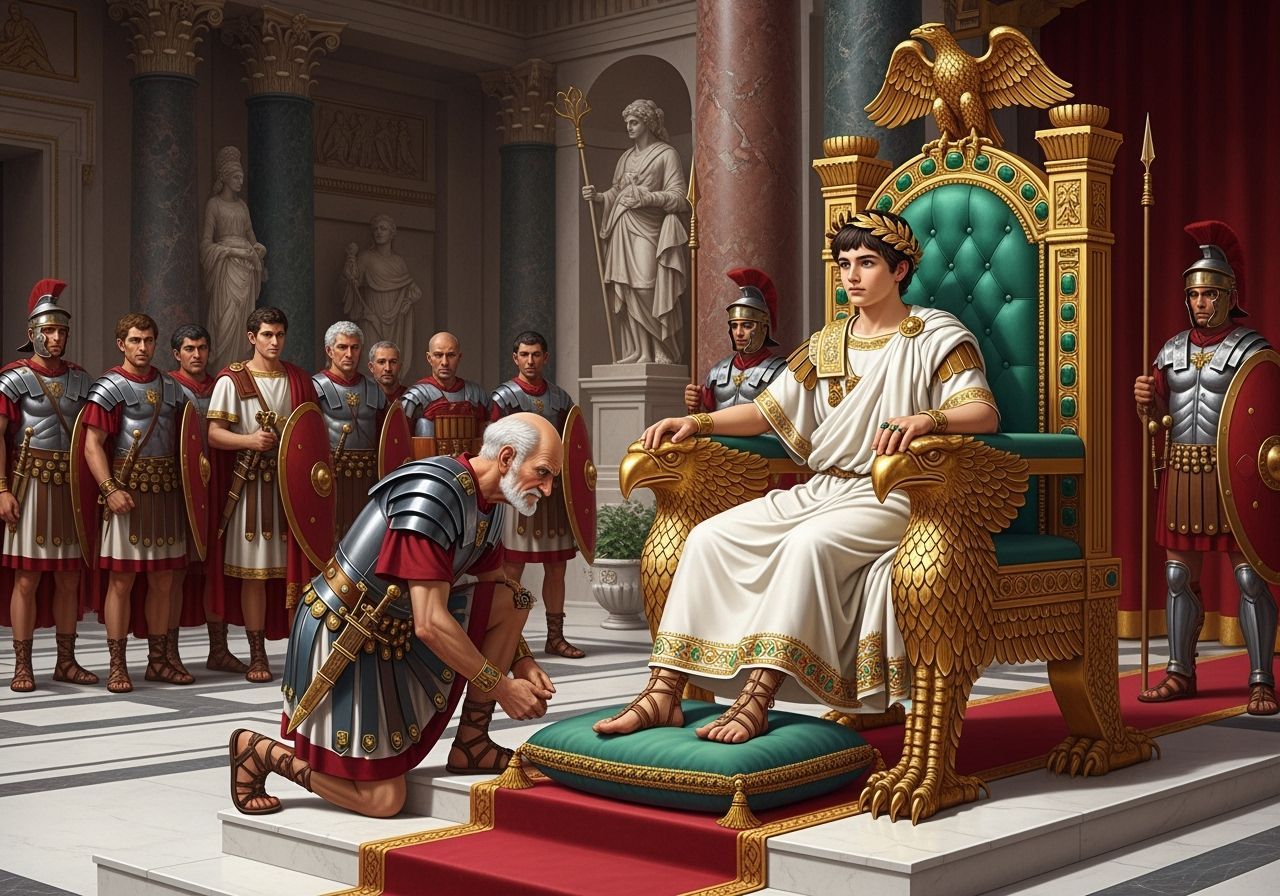 Emperor Nero on His Throne: A Photorealistic Scene