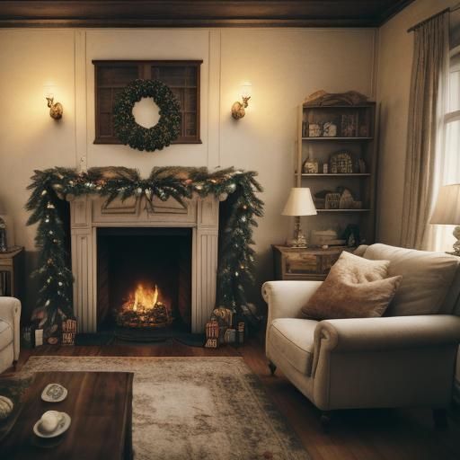 Cozy Christmas Living Room in Cinematic Style