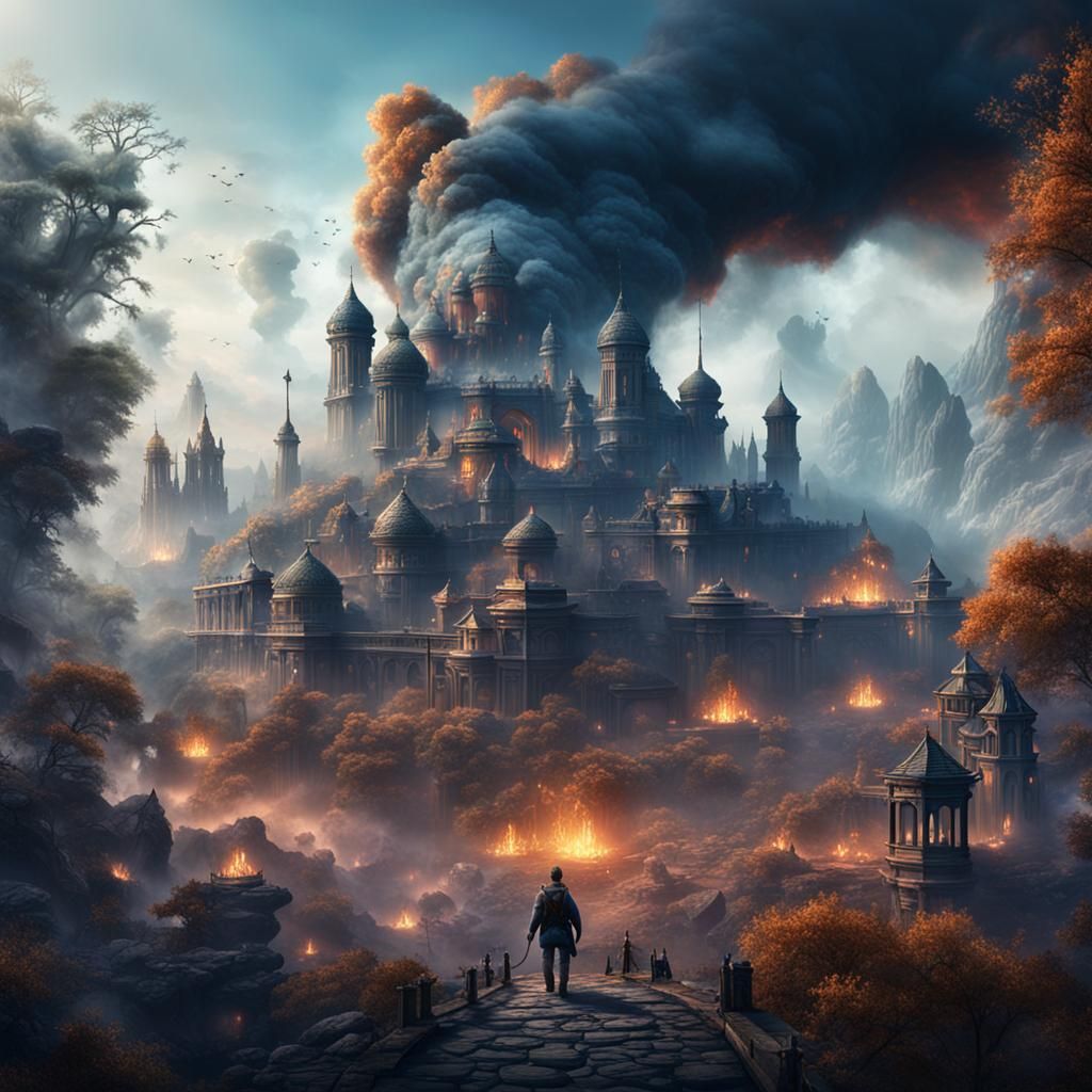 Smokey World with Humans Made of Smoke